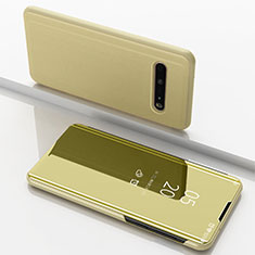 Handytasche Stand Schutzhülle Flip Leder Rahmen Spiegel Tasche für LG V60 ThinQ 5G Gold