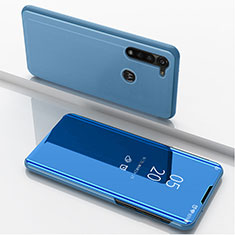 Handytasche Stand Schutzhülle Flip Leder Rahmen Spiegel Tasche für Motorola Moto G8 Power Blau