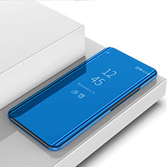 Handytasche Stand Schutzhülle Flip Leder Rahmen Spiegel Tasche für Oppo A74 4G Blau