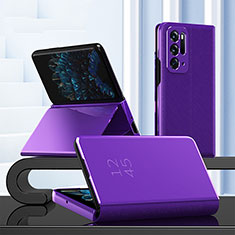 Handytasche Stand Schutzhülle Flip Leder Rahmen Spiegel Tasche für Oppo Find N 5G Violett