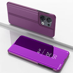 Handytasche Stand Schutzhülle Flip Leder Rahmen Spiegel Tasche für Oppo Reno8 Pro 5G Violett