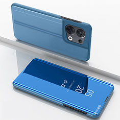 Handytasche Stand Schutzhülle Flip Leder Rahmen Spiegel Tasche für Oppo Reno9 Pro+ Plus 5G Blau