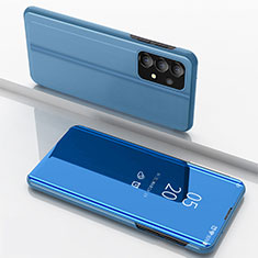 Handytasche Stand Schutzhülle Flip Leder Rahmen Spiegel Tasche für Samsung Galaxy A33 5G Blau