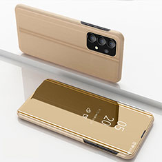 Handytasche Stand Schutzhülle Flip Leder Rahmen Spiegel Tasche für Samsung Galaxy A33 5G Gold