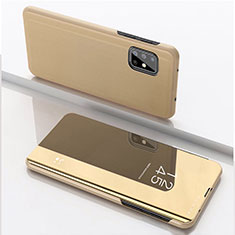 Handytasche Stand Schutzhülle Flip Leder Rahmen Spiegel Tasche für Samsung Galaxy A71 4G A715 Gold