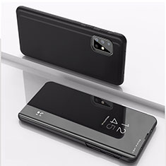 Handytasche Stand Schutzhülle Flip Leder Rahmen Spiegel Tasche für Samsung Galaxy A71 5G Schwarz