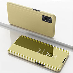 Handytasche Stand Schutzhülle Flip Leder Rahmen Spiegel Tasche für Samsung Galaxy A72 4G Gold