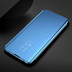 Handytasche Stand Schutzhülle Flip Leder Rahmen Spiegel Tasche für Samsung Galaxy M21 Blau