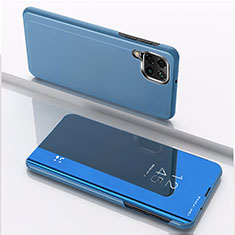 Handytasche Stand Schutzhülle Flip Leder Rahmen Spiegel Tasche für Samsung Galaxy M33 5G Blau