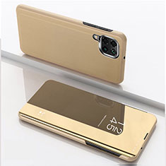 Handytasche Stand Schutzhülle Flip Leder Rahmen Spiegel Tasche für Samsung Galaxy M33 5G Gold