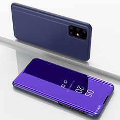 Handytasche Stand Schutzhülle Flip Leder Rahmen Spiegel Tasche für Samsung Galaxy M51 Violett