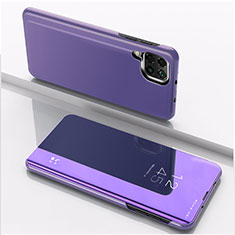Handytasche Stand Schutzhülle Flip Leder Rahmen Spiegel Tasche für Samsung Galaxy M53 5G Violett