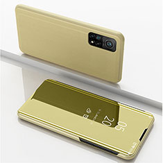 Handytasche Stand Schutzhülle Flip Leder Rahmen Spiegel Tasche für Xiaomi Mi 10T 5G Gold