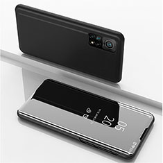 Handytasche Stand Schutzhülle Flip Leder Rahmen Spiegel Tasche für Xiaomi Mi 10T 5G Schwarz