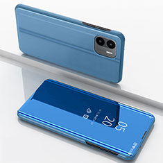 Handytasche Stand Schutzhülle Flip Leder Rahmen Spiegel Tasche für Xiaomi Poco C50 Blau