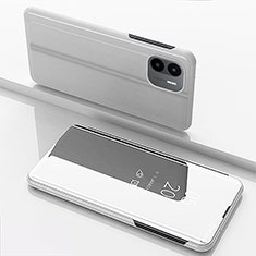Handytasche Stand Schutzhülle Flip Leder Rahmen Spiegel Tasche für Xiaomi Redmi A1 Silber