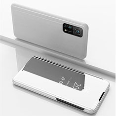 Handytasche Stand Schutzhülle Flip Leder Rahmen Spiegel Tasche für Xiaomi Redmi K30S 5G Silber