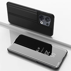 Handytasche Stand Schutzhülle Flip Leder Rahmen Spiegel Tasche für Xiaomi Redmi Note 13 Pro 5G Schwarz
