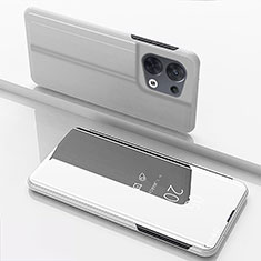 Handytasche Stand Schutzhülle Flip Leder Rahmen Spiegel Tasche für Xiaomi Redmi Note 13 Pro 5G Silber