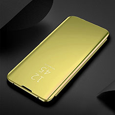 Handytasche Stand Schutzhülle Flip Leder Rahmen Spiegel Tasche H01 für Samsung Galaxy S21 5G Gold