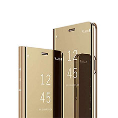 Handytasche Stand Schutzhülle Flip Leder Rahmen Spiegel Tasche L01 für Huawei Honor X10 5G Gold