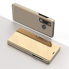 Handytasche Stand Schutzhülle Flip Leder Rahmen Spiegel Tasche L01 für Samsung Galaxy A9 Star Pro Gold
