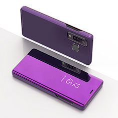 Handytasche Stand Schutzhülle Flip Leder Rahmen Spiegel Tasche L01 für Samsung Galaxy A9s Violett
