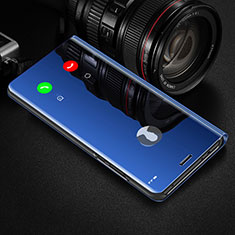 Handytasche Stand Schutzhülle Flip Leder Rahmen Spiegel Tasche L01 für Samsung Galaxy M11 Blau