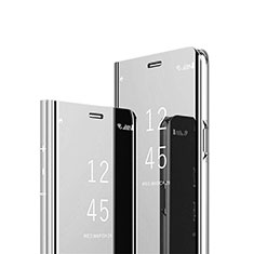 Handytasche Stand Schutzhülle Flip Leder Rahmen Spiegel Tasche L01 für Samsung Galaxy M80S Silber
