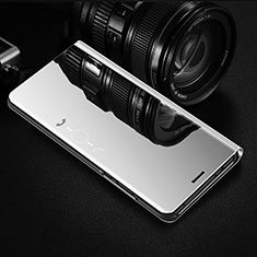 Handytasche Stand Schutzhülle Flip Leder Rahmen Spiegel Tasche L02 für Xiaomi Mi 12S 5G Silber