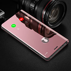 Handytasche Stand Schutzhülle Flip Leder Rahmen Spiegel Tasche L02 für Xiaomi Redmi Note 9 Rosegold