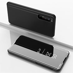 Handytasche Stand Schutzhülle Flip Leder Rahmen Spiegel Tasche L03 für Sony Xperia 1 II Schwarz
