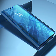 Handytasche Stand Schutzhülle Flip Leder Rahmen Spiegel Tasche L04 für Samsung Galaxy M20 Blau