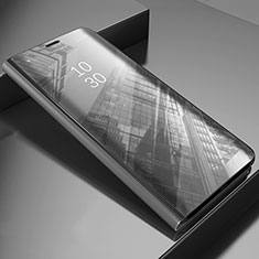 Handytasche Stand Schutzhülle Flip Leder Rahmen Spiegel Tasche L04 für Samsung Galaxy S21 Ultra 5G Silber