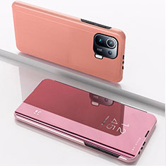 Handytasche Stand Schutzhülle Flip Leder Rahmen Spiegel Tasche L04 für Xiaomi Mi 11 Pro 5G Rosegold