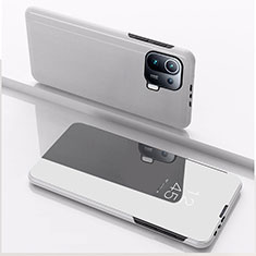 Handytasche Stand Schutzhülle Flip Leder Rahmen Spiegel Tasche L04 für Xiaomi Mi 11 Pro 5G Silber
