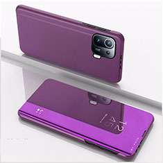 Handytasche Stand Schutzhülle Flip Leder Rahmen Spiegel Tasche L04 für Xiaomi Mi 11 Pro 5G Violett