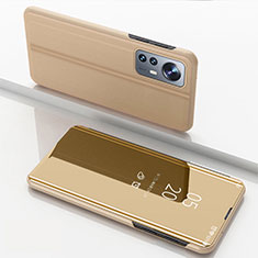 Handytasche Stand Schutzhülle Flip Leder Rahmen Spiegel Tasche L04 für Xiaomi Mi 12 5G Gold