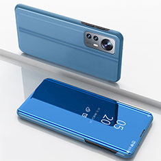 Handytasche Stand Schutzhülle Flip Leder Rahmen Spiegel Tasche L04 für Xiaomi Mi 12S 5G Blau