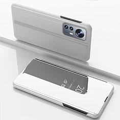Handytasche Stand Schutzhülle Flip Leder Rahmen Spiegel Tasche L04 für Xiaomi Mi 12S 5G Silber
