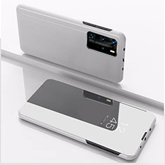 Handytasche Stand Schutzhülle Flip Leder Rahmen Spiegel Tasche L04 für Xiaomi Redmi K30S 5G Silber