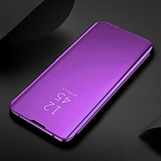 Handytasche Stand Schutzhülle Flip Leder Rahmen Spiegel Tasche M01 für Samsung Galaxy S21 Ultra 5G Violett