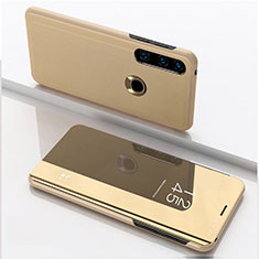 Handytasche Stand Schutzhülle Flip Leder Rahmen Spiegel Tasche QH1 für Huawei Y7p Gold