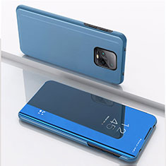 Handytasche Stand Schutzhülle Flip Leder Rahmen Spiegel Tasche QH1 für Xiaomi Redmi 10X Pro 5G Blau
