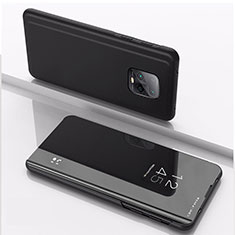 Handytasche Stand Schutzhülle Flip Leder Rahmen Spiegel Tasche QH1 für Xiaomi Redmi 10X Pro 5G Schwarz