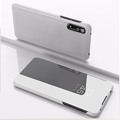 Handytasche Stand Schutzhülle Flip Leder Rahmen Spiegel Tasche QH1 für Xiaomi Redmi 9AT Silber