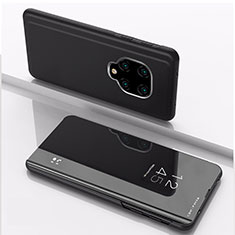 Handytasche Stand Schutzhülle Flip Leder Rahmen Spiegel Tasche QH1 für Xiaomi Redmi Note 9 Pro Schwarz