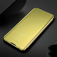 Handytasche Stand Schutzhülle Flip Leder Rahmen Spiegel Tasche S01 für Xiaomi Mi Note 10 Pro Gold