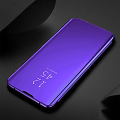 Handytasche Stand Schutzhülle Flip Leder Rahmen Spiegel Tasche S01 für Xiaomi Mi Note 10 Violett