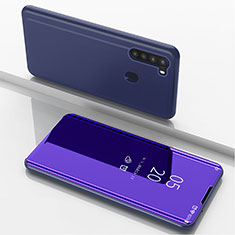 Handytasche Stand Schutzhülle Flip Leder Rahmen Spiegel Tasche ZL1 für Samsung Galaxy A21 Violett